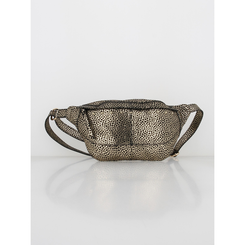 Sac banane en cuir daino doré femme - Pieces