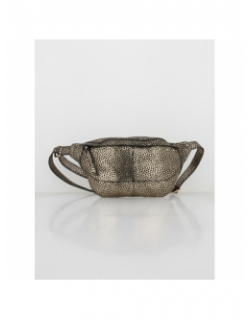 Sac banane en cuir daino doré femme - Pieces