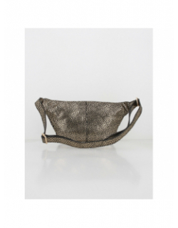 Sac banane en cuir daino doré femme - Pieces