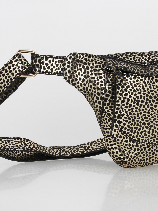 Sac banane en cuir daino doré femme - Pieces