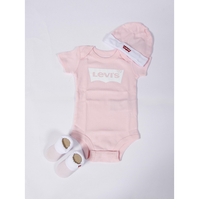 Ensemble 3 pièces body batwing 6-12 mois rose bébé - Levi's