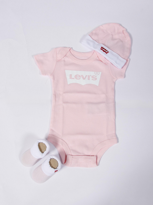 Ensemble 3 pièces body batwing 6-12 mois rose bébé - Levi's