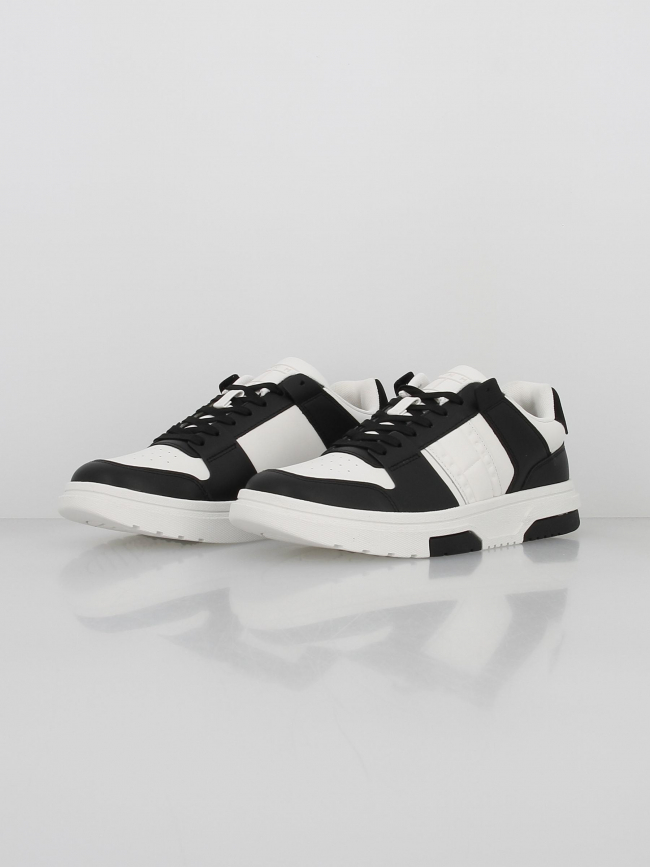 Baskets en cuir cupsole blanc noir homme - Tommy Jeans