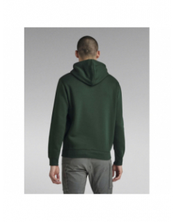 Sweat à capuche regular logo brodé vert homme - G Star