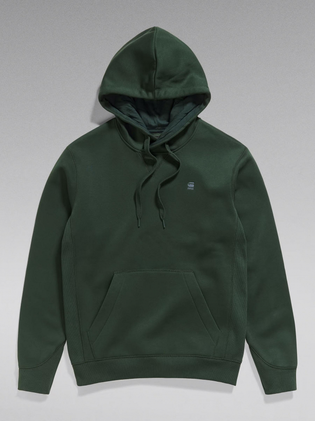 Sweat à capuche regular logo brodé vert homme - G Star