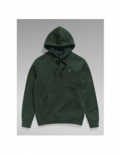 Sweat à capuche regular logo brodé vert homme - G Star