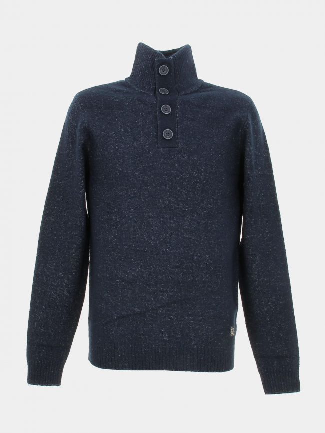 Pull col montant boutonné bleu marine homme - Petrol Industries