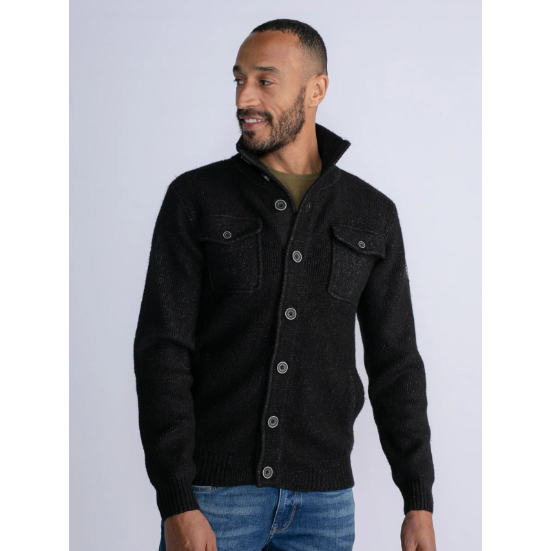 Gilet cardigan col montant noir homme - Petrol Industries