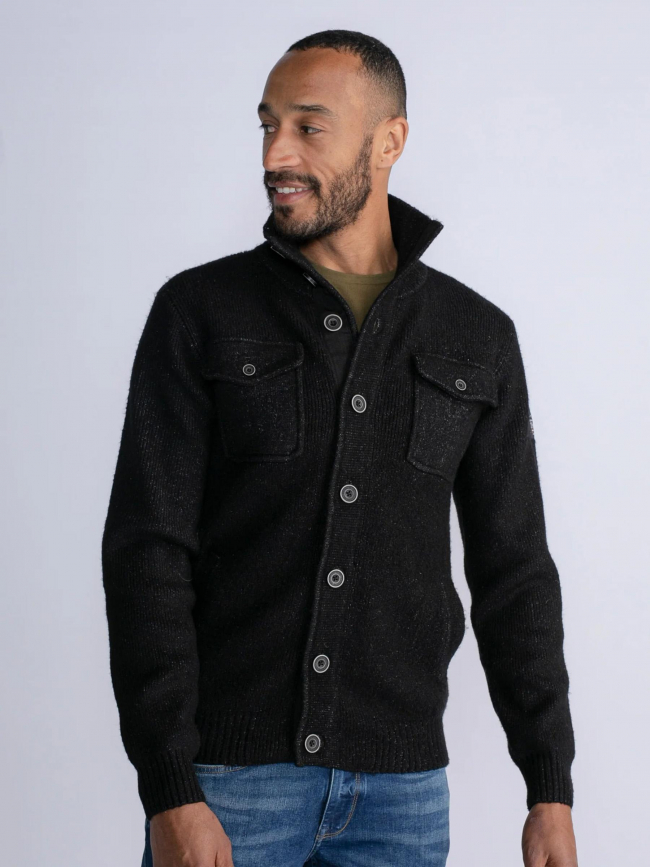 Gilet cardigan col montant noir homme - Petrol Industries