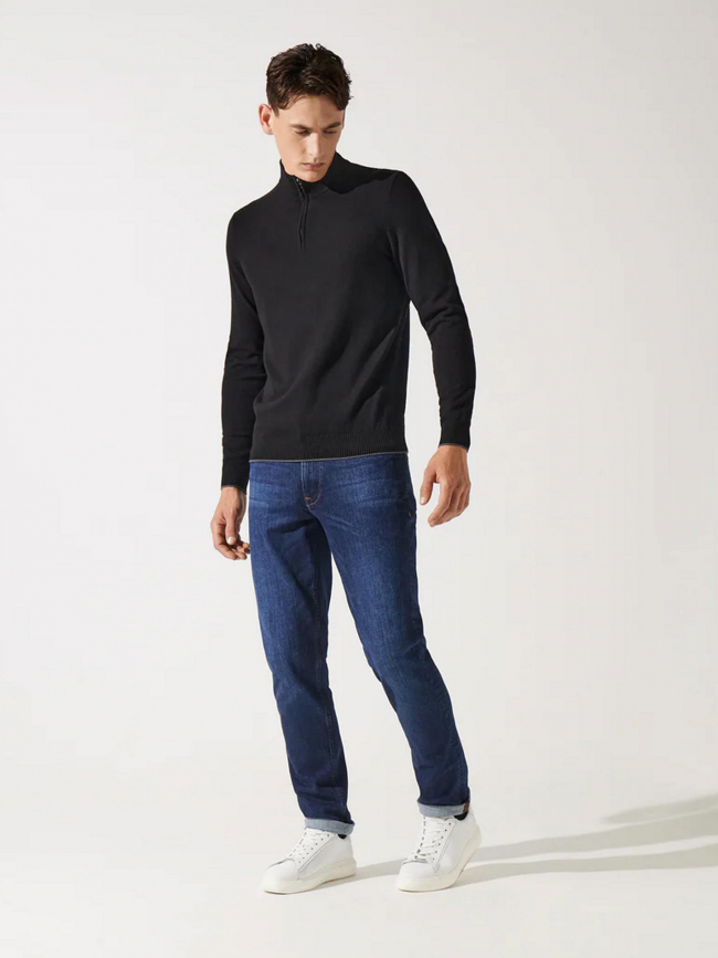 Pull col zippé camionneur bacary noir homme - Izac