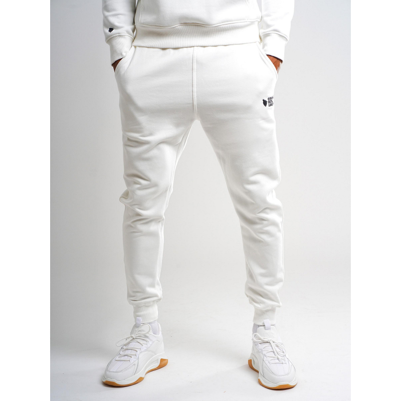 Jogging uni logo brodé dovil blanc homme - Comme Des Loups