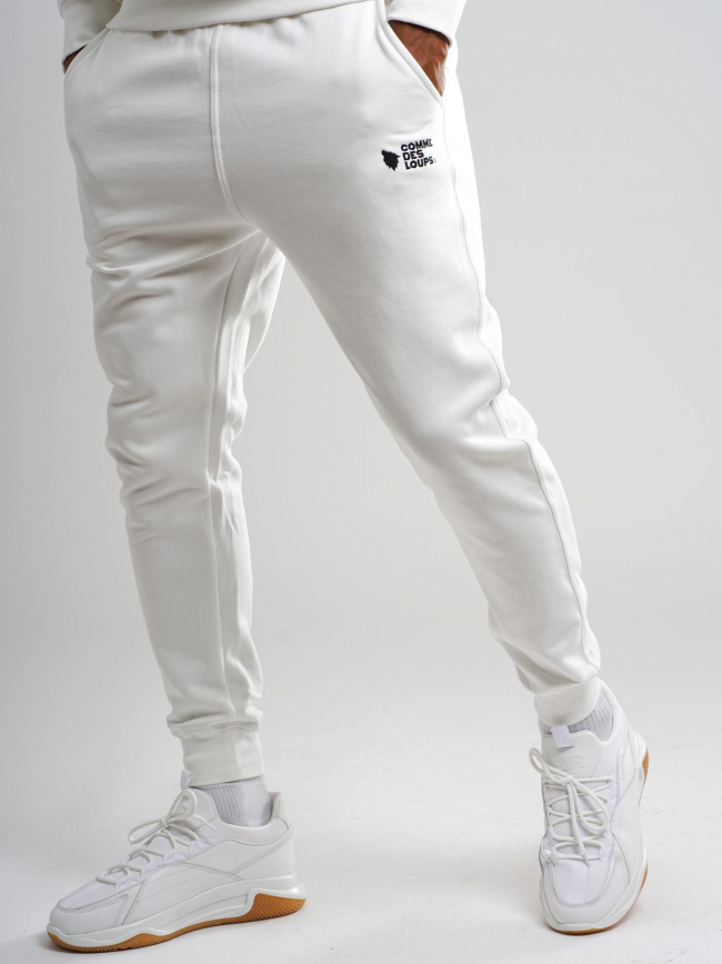 Jogging uni logo brodé dovil blanc homme - Comme Des Loups