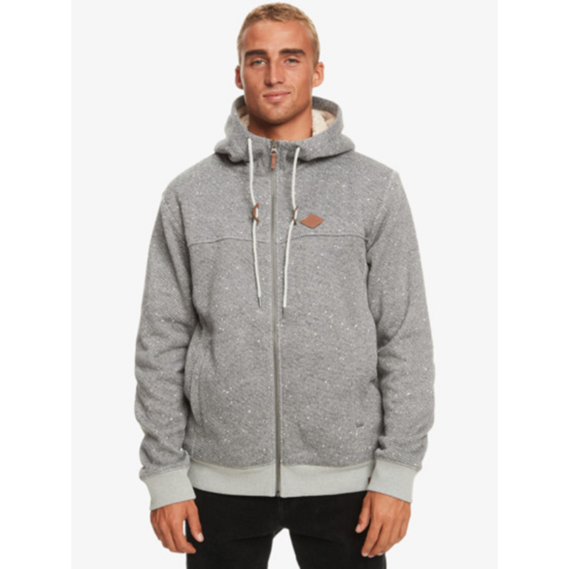 Sweat zippé à capuche fourré cypress gris homme - Quiksilver