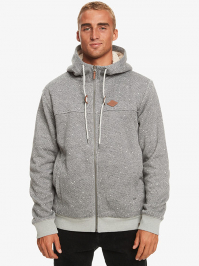 Sweat zippé à capuche fourré cypress gris homme - Quiksilver