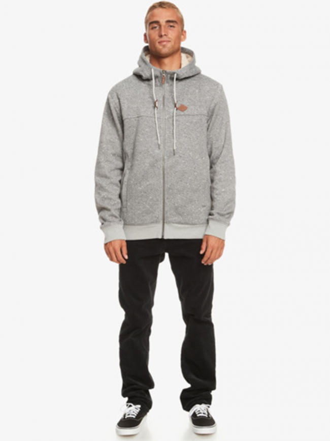 Sweat zippé à capuche fourré cypress gris homme - Quiksilver