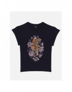 T-shirt tigre kalig bleu marine fille - Kaporal