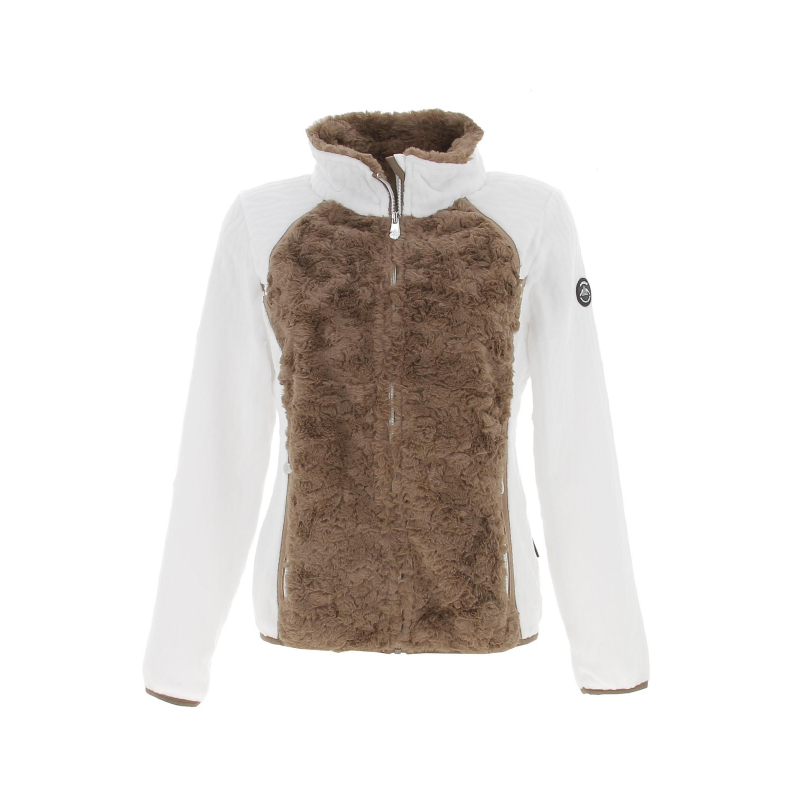 Veste polaire brittany blanc marron femme - Angele Sportswear