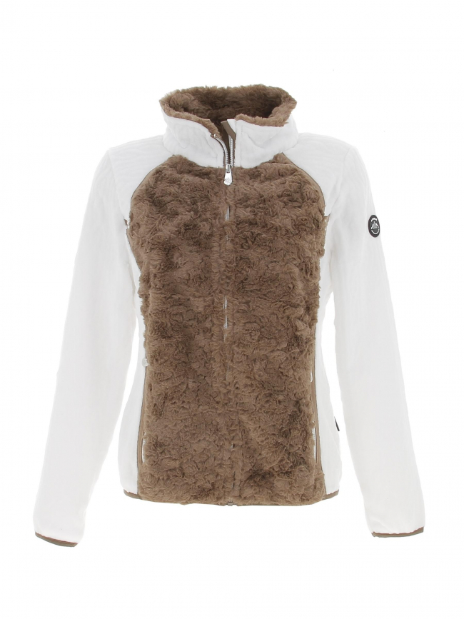 Veste polaire brittany blanc marron femme - Angele Sportswear