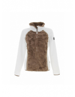 Veste polaire brittany blanc marron femme - Angele Sportswear