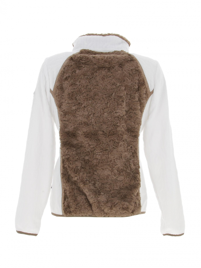 Veste polaire brittany blanc marron femme - Angele Sportswear