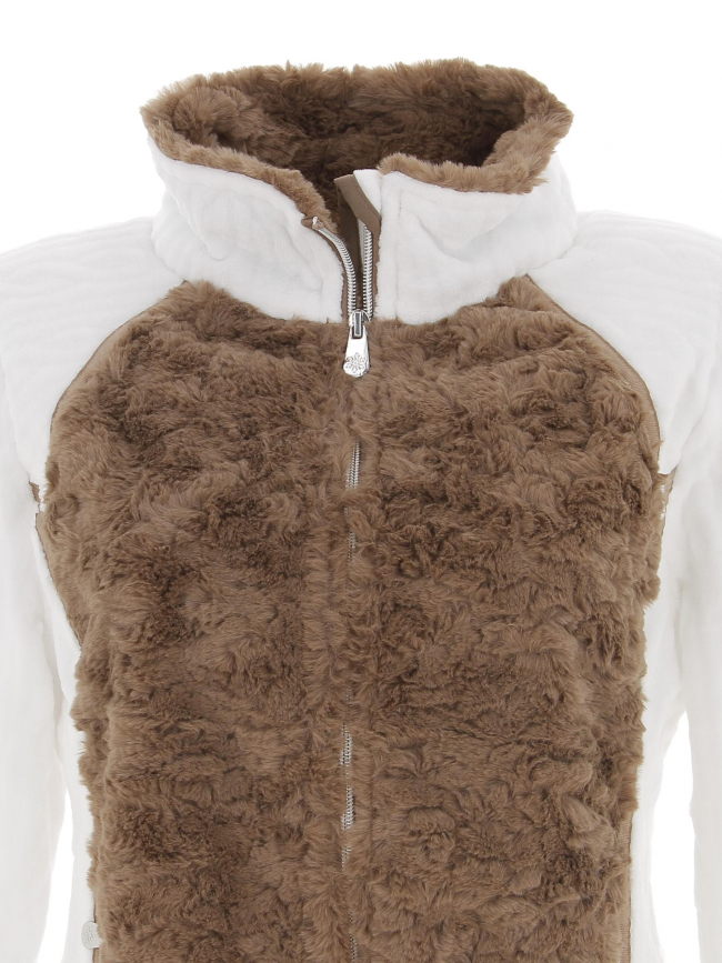 Veste polaire brittany blanc marron femme - Angele Sportswear