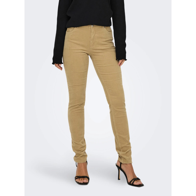 Pantalon effet velours blush beige femme - Only