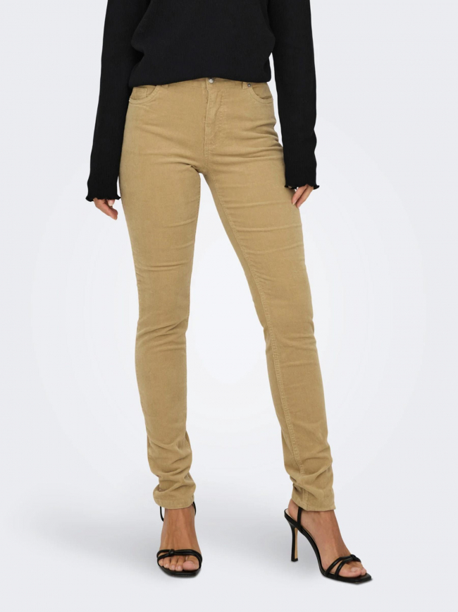 Pantalon effet velours blush beige femme - Only