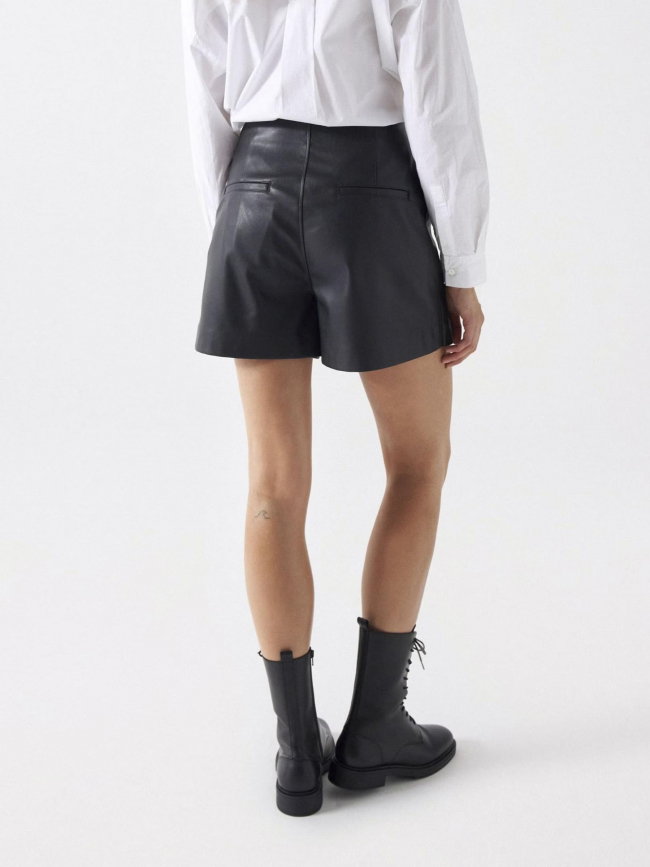 Jupe short simili-cuir asymétrique noir femme - Salsa