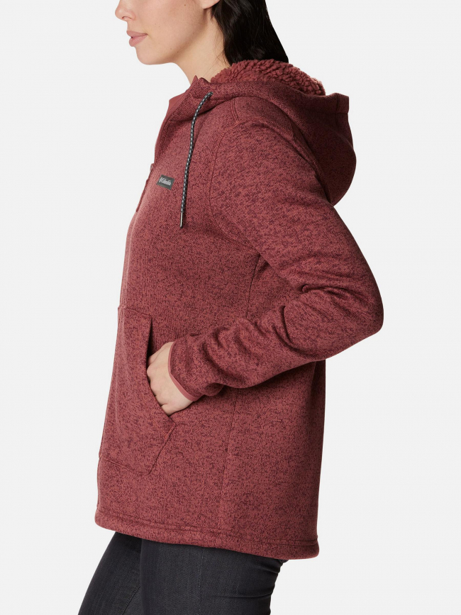 Sweat zippé à capuche sherpa bordeaux femme - Columbia