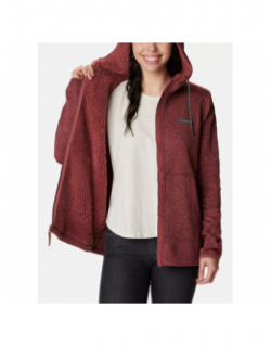 Sweat zippé à capuche sherpa bordeaux femme - Columbia