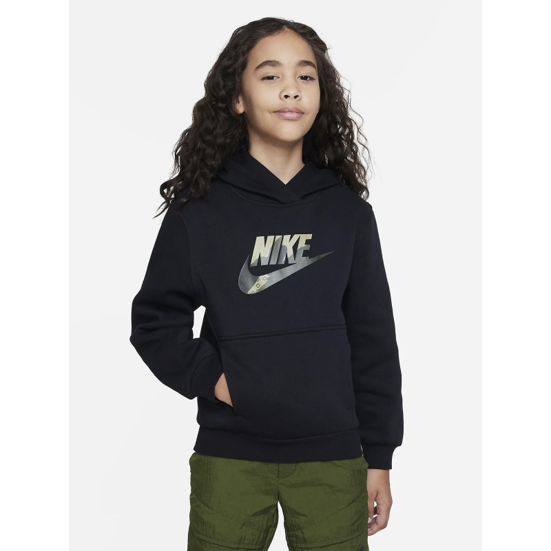 Sweat à capuche club swoosh camouflage noir enfant - Nike