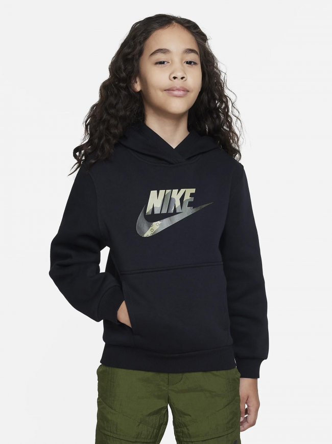 Sweat à capuche club swoosh camouflage noir enfant - Nike