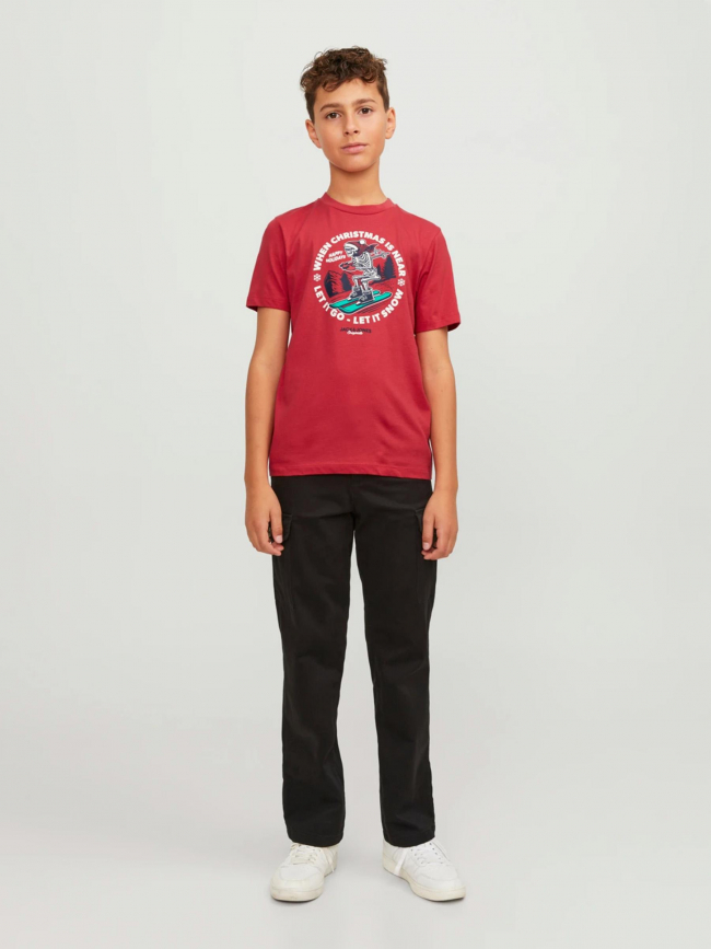 T-shirt christmas skull rouge enfant - Jack & Jones