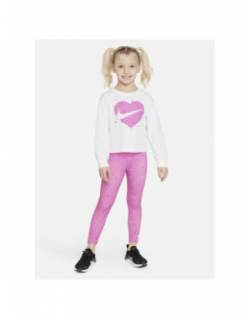 Ensemble legging t-shirt multi logos blanc rose fille - Nike