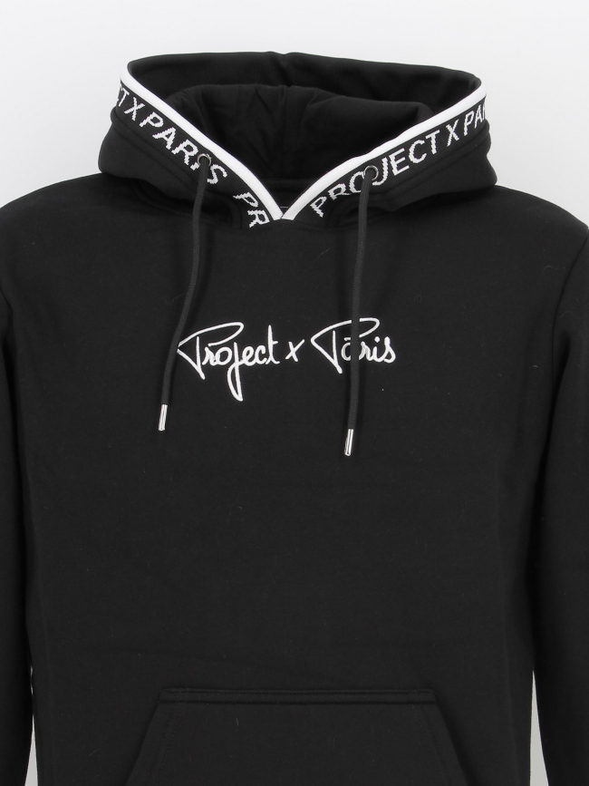 Sweat à capuche logo brodé signature noir enfant - Project X Paris