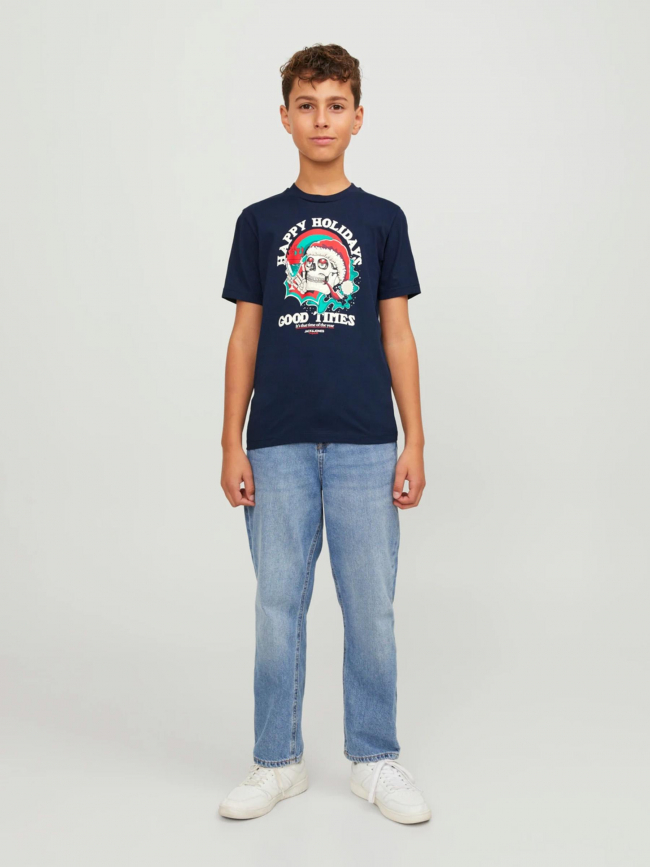 T-shirt christmas skull bleu marine garçon - Jack & Jones