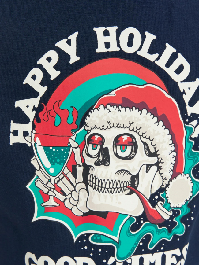 T-shirt christmas skull bleu marine garçon - Jack & Jones