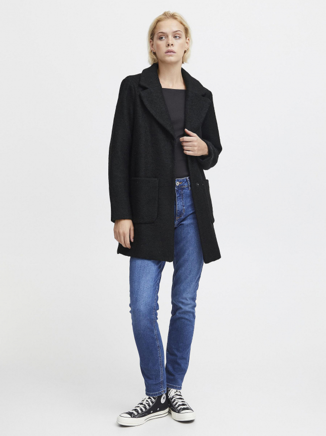 Manteau en laine stipa noir femme - Ichi