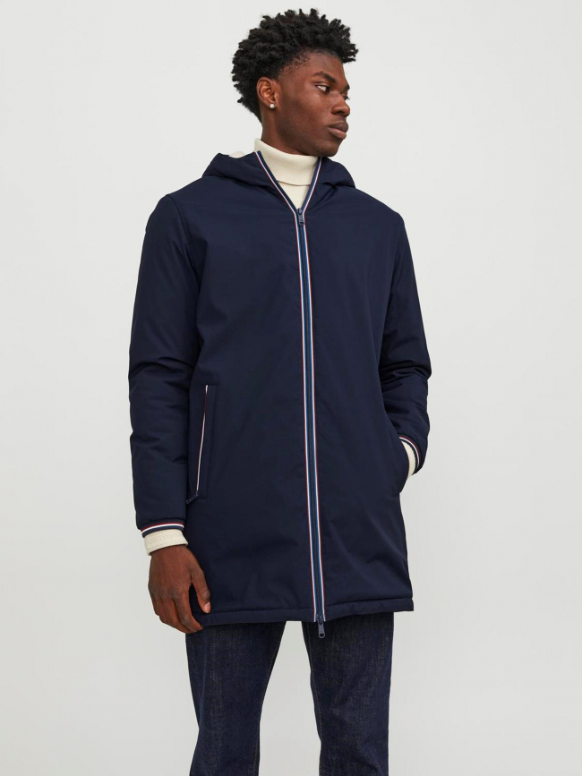 Blouson long doublé sherpa bleu marine homme - Jack & Jones