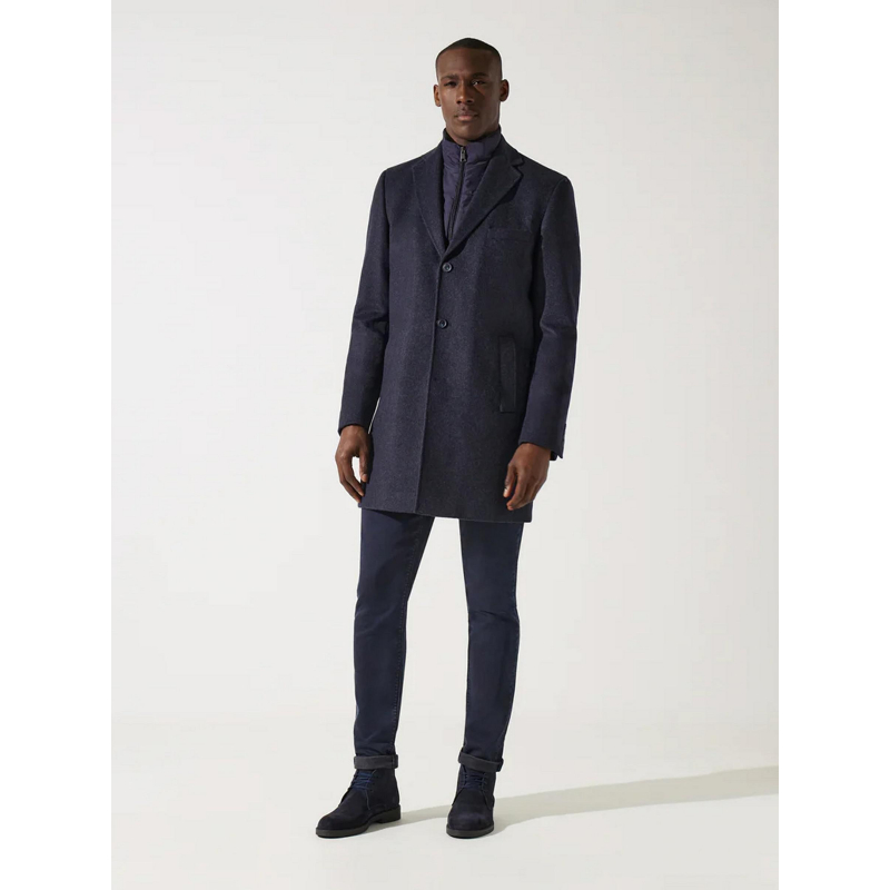 Manteau en laine cachemire isao denim bleu homme - Izac