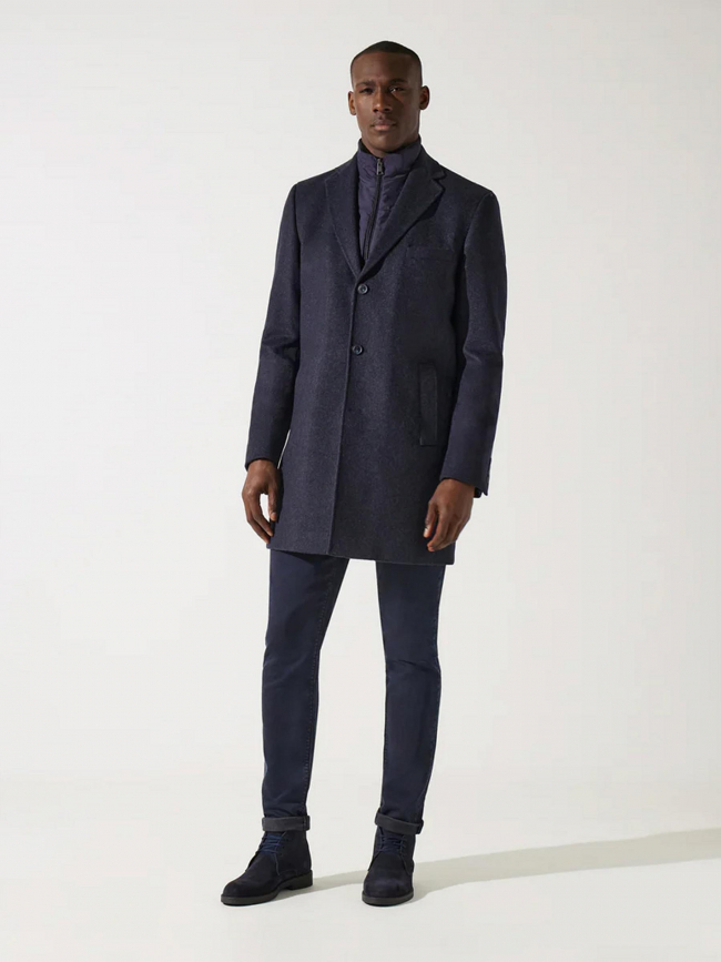 Manteau en laine cachemire isao denim bleu homme - Izac