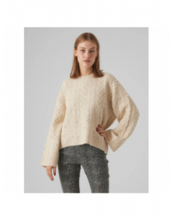 Pull oversize gina moucheté beige femme - Vero Moda