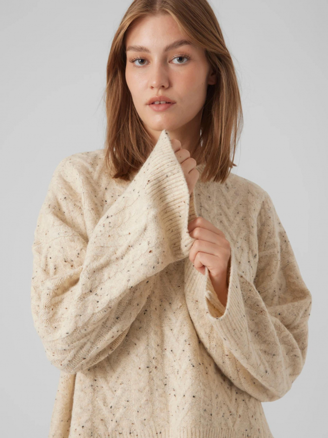 Pull oversize gina moucheté beige femme - Vero Moda