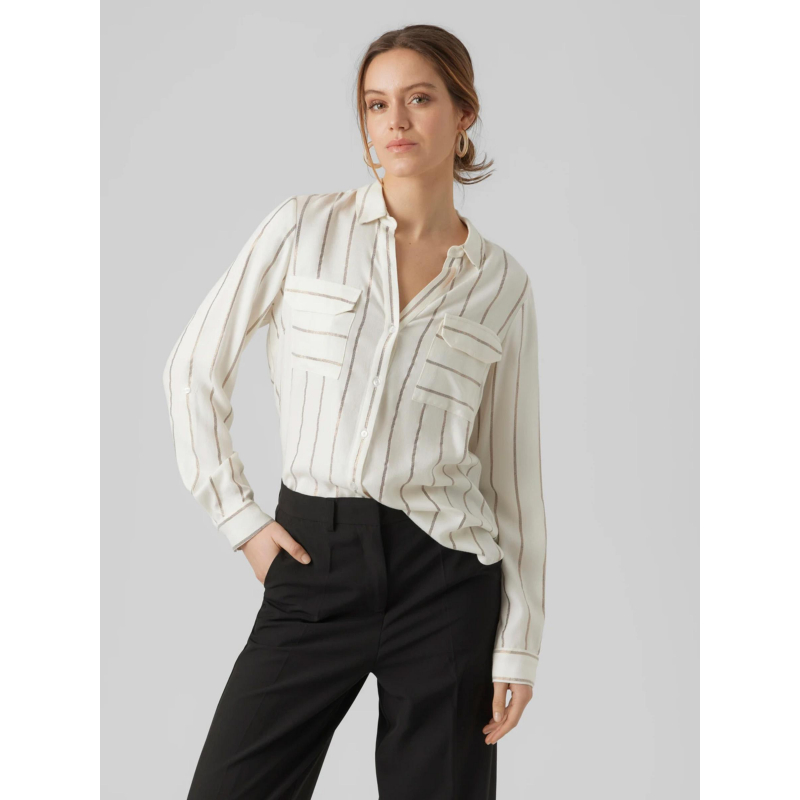 Chemise à rayures pailletées coris blanc femme - Vero Moda