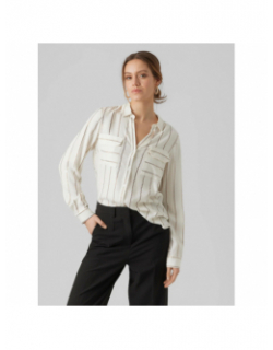 Chemise à rayures pailletées coris blanc femme - Vero Moda