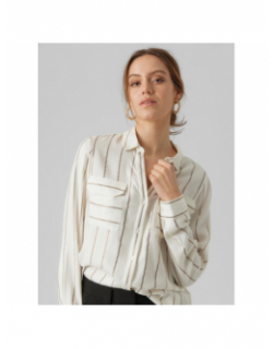 Chemise à rayures pailletées coris blanc femme - Vero Moda