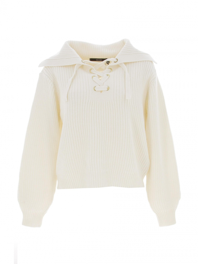 Pull col à lacets lea blanc femme - Vero Moda