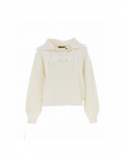 Pull col à lacets lea blanc femme - Vero Moda