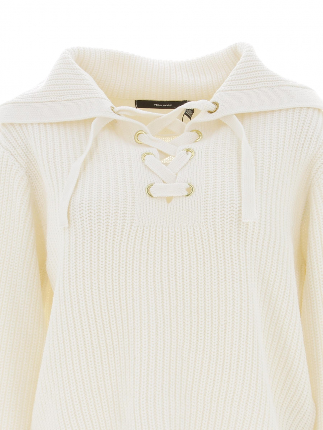 Pull col à lacets lea blanc femme - Vero Moda