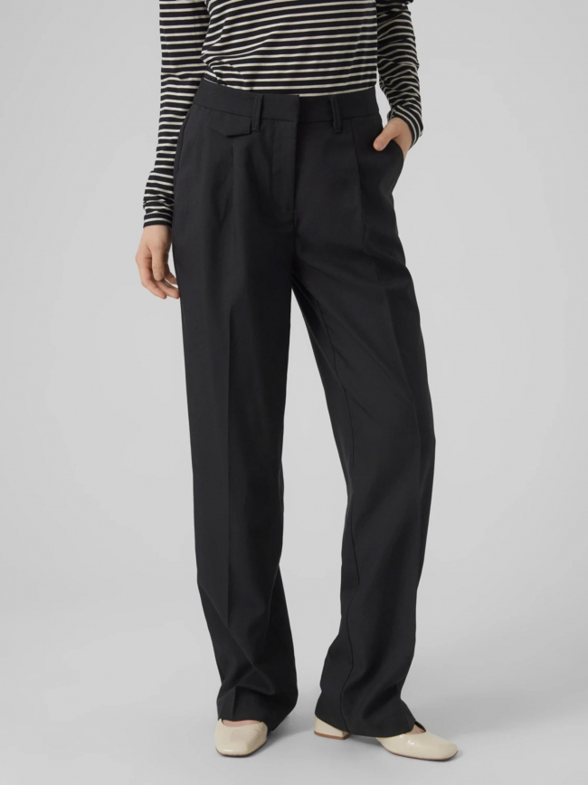 Pantalon large droit tiril noir femme - Vero Moda